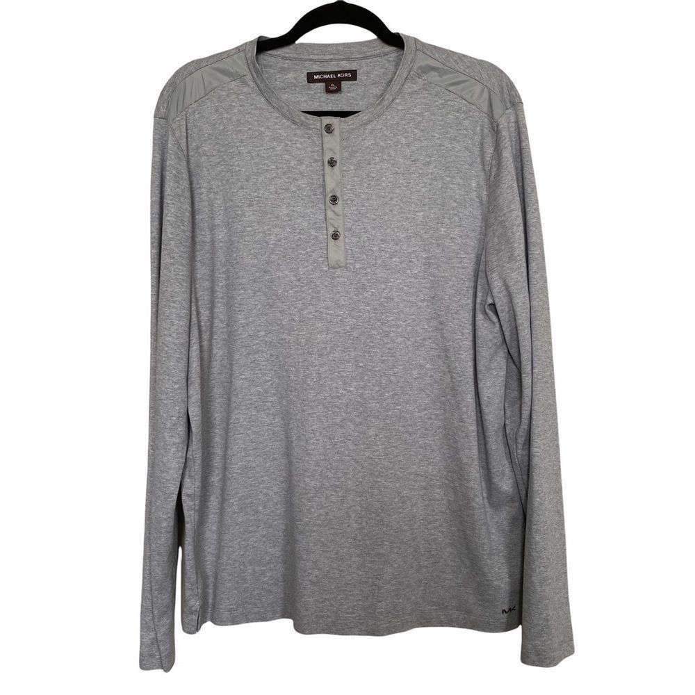 Michael Kors Sz XL Gray Knit Henley Long Sleeve